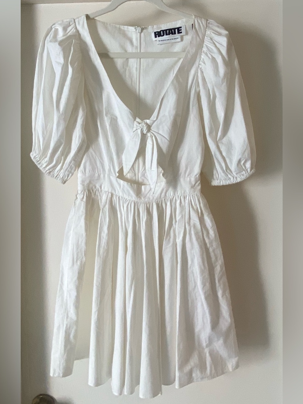 Rotate Birger Christensen White Mini Dress with Tie Front